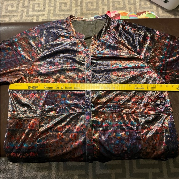 Natural Life NWT Tunic Longsleeve Velvet Button Up XXL Patchwork Floral Boho - Picture 7 of 10